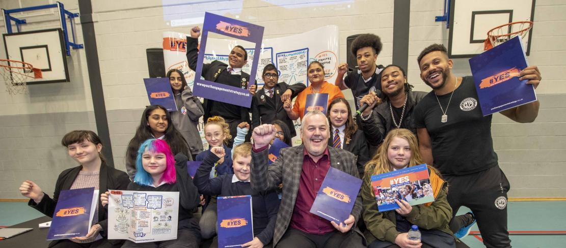 Councillor Ian Brookfield, Leader of the Council, launches the Youth Engagement Strategy (#YES) with young people and organisations in January 2020