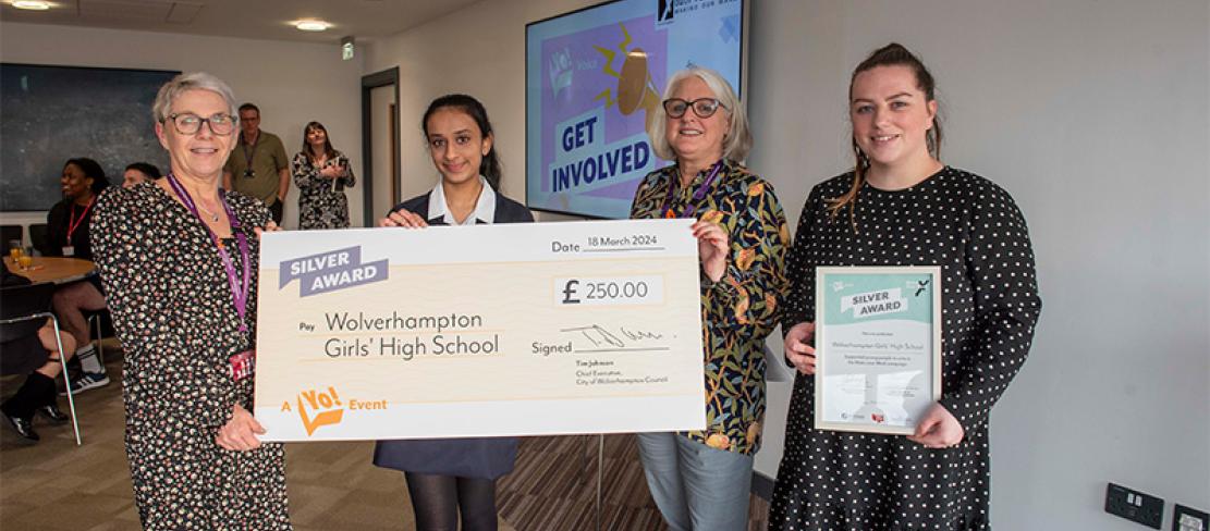 Left to right Alison Hinds, Director of Children’s Services City of Wolverhampton Council, pupil from Heath Park School, Brenda Wile, Deputy Director of Education and Skills City of Wolverhampton Council and a member of staff from Heath Park School.